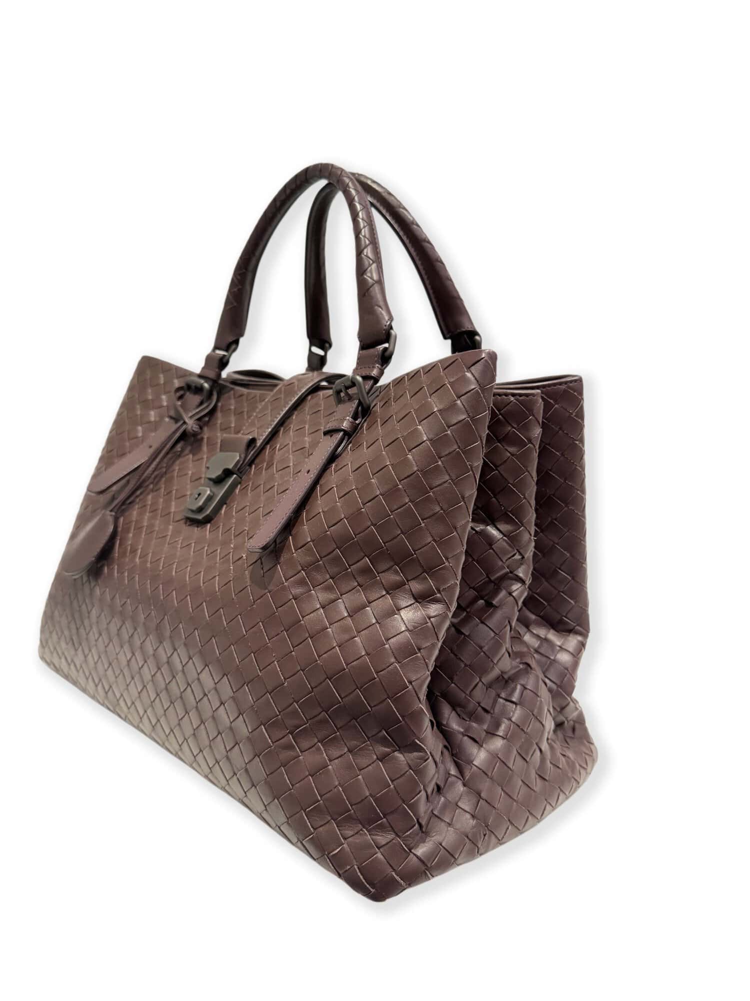 Bottega Veneta Brown Roma Leather Handbag Large Size - Image 2