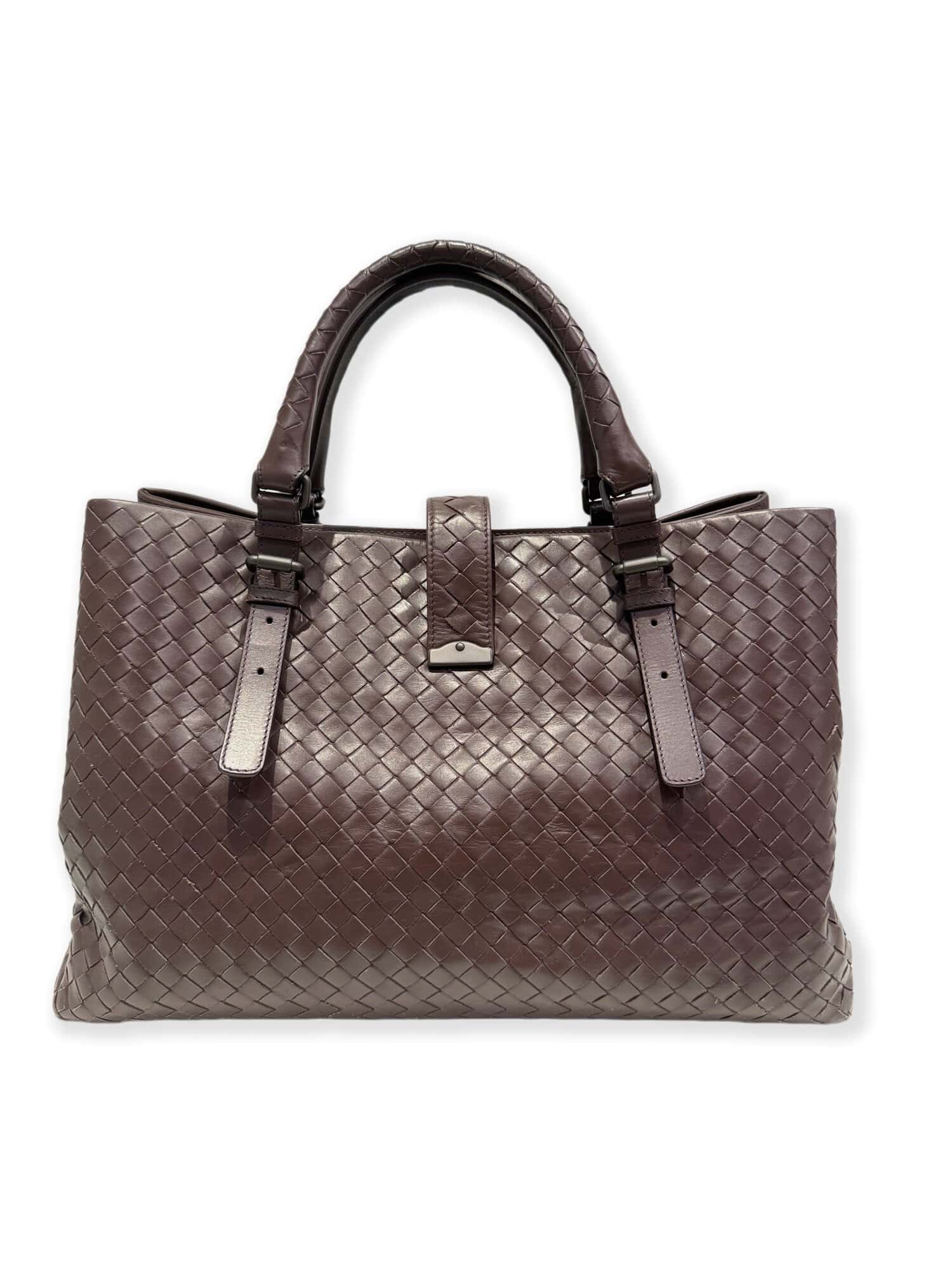 Bottega Veneta Brown Roma Leather Handbag Large Size - Image 3