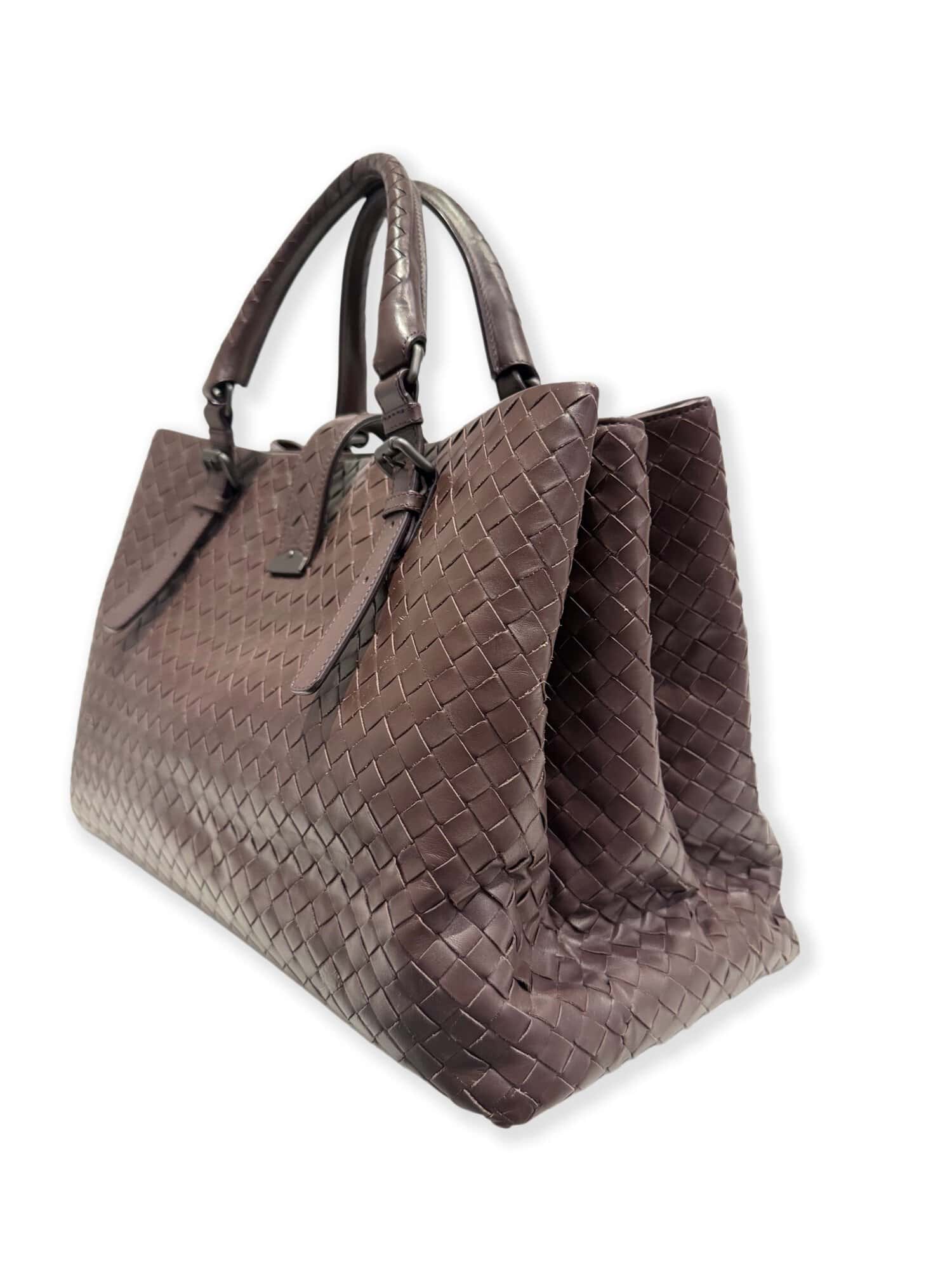 Bottega Veneta Brown Roma Leather Handbag Large Size - Image 4