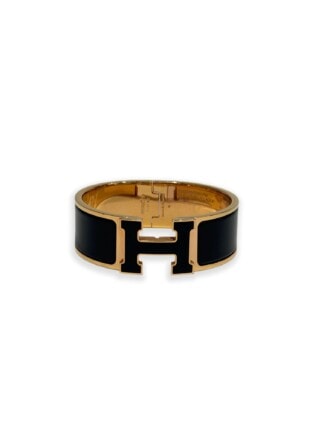Hermès Black Gold Clic Clac H Enamel Bracelet