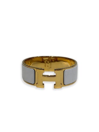 Hermès White Gold Clic Clac H Enamel Bracelet