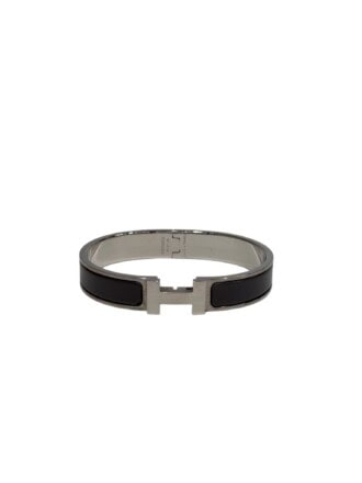 Hermès Grey Silver Clic H Enamel Bracelet