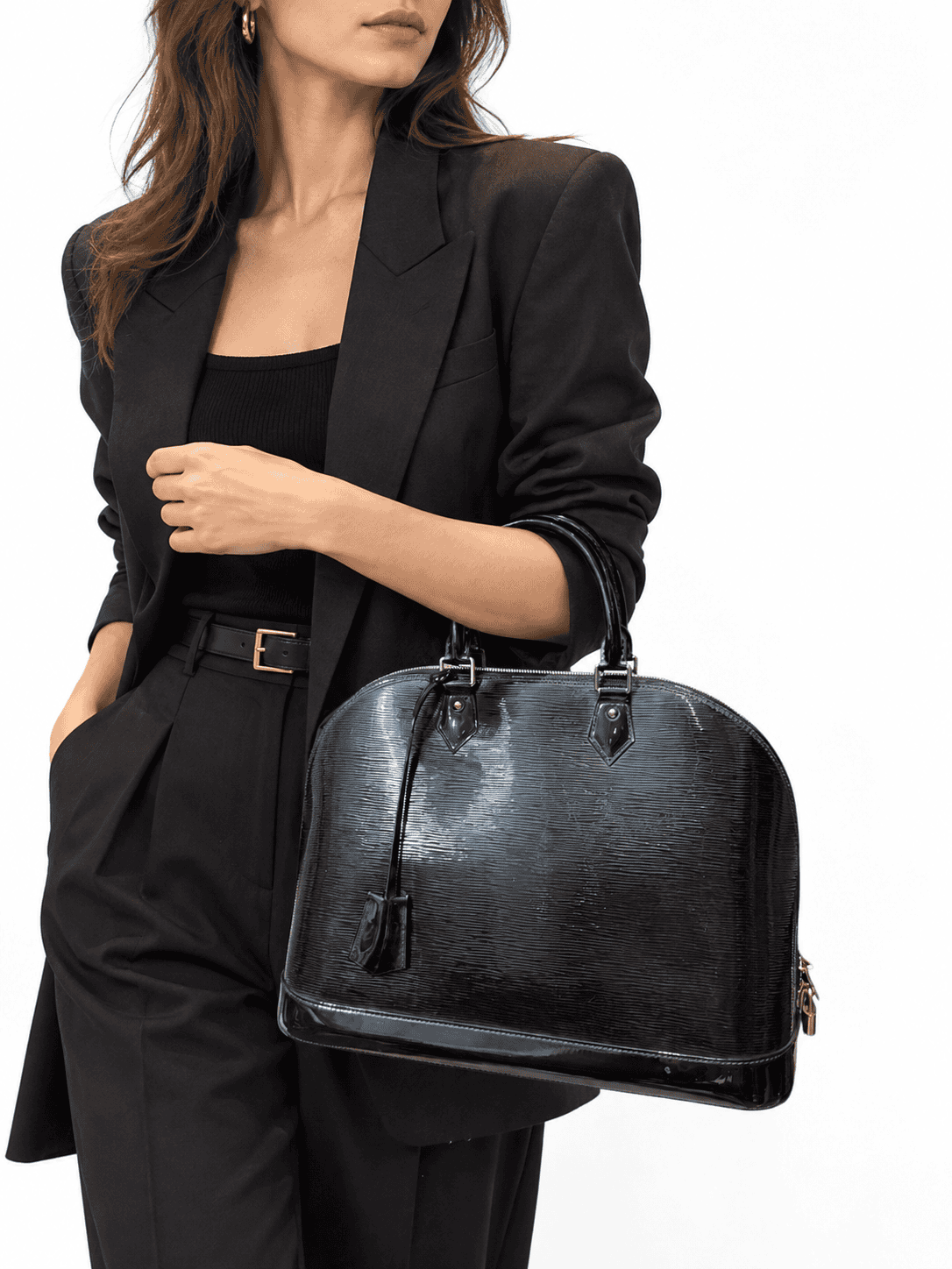 Louis Vuitton Black Alma GM Epi Patent Leather Handbag - Image 2