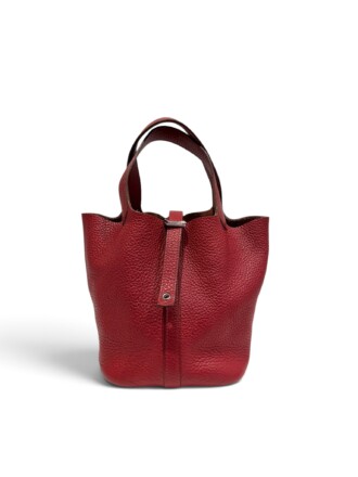 Hermes Rubis Red Picotin 18 PM Leather Handbag
