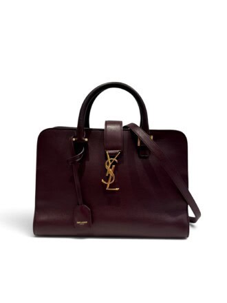 Saint Laurent Burgundy Monogram Cabas Leather Handbag