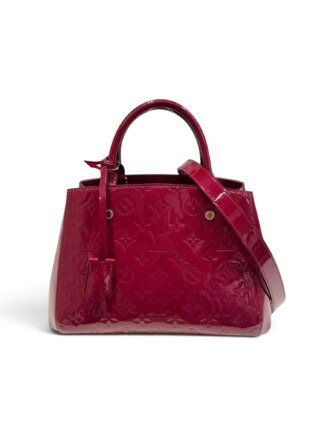 Louis Vuitton Burgundy Montaigne BB Patent Leather Handbag