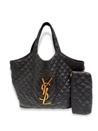 Saint Laurent Black Icare Maxi Leather Shopping Bag