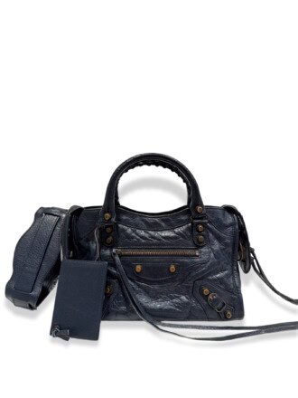 Balenciaga Navy Mini City Leather Shoulder Bag