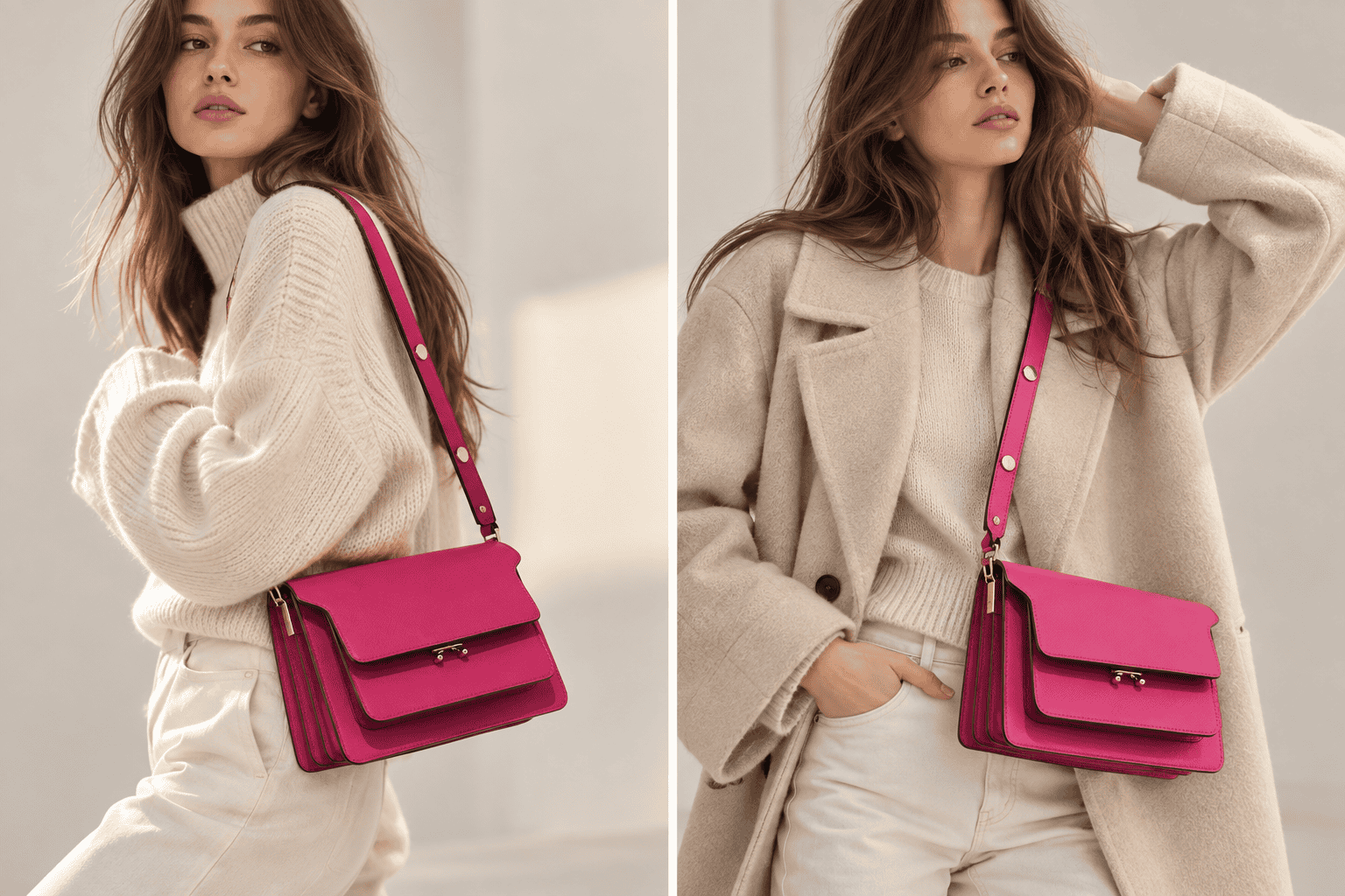 Marni Pink Trunk Leather Shoulder Bag Medium Size - Image 2