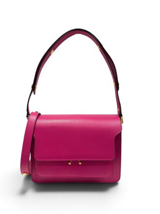 Marni Pink Trunk Leather Shoulder Bag Medium Size