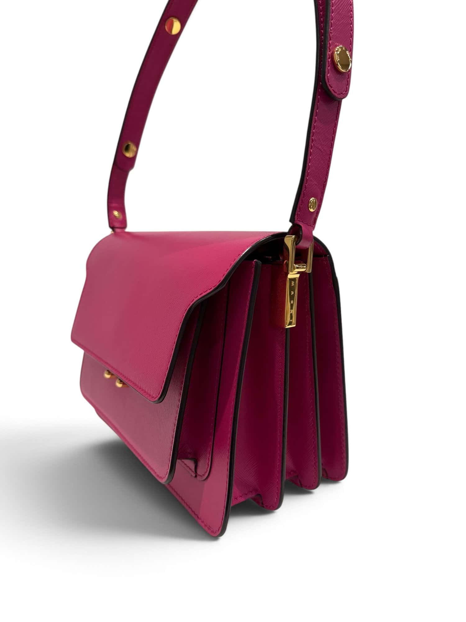 Marni Pink Trunk Leather Shoulder Bag Medium Size - Image 3