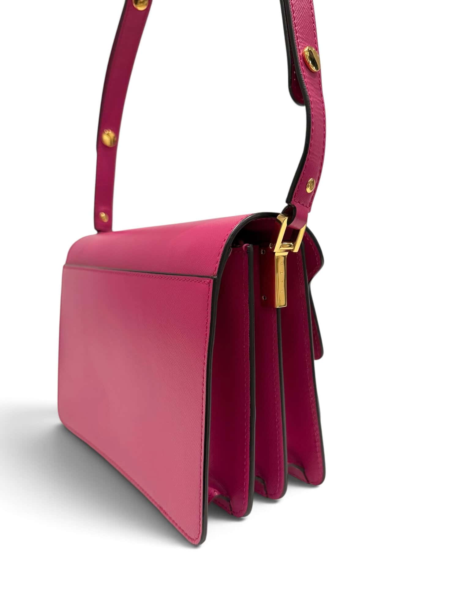 Marni Pink Trunk Leather Shoulder Bag Medium Size - Image 5