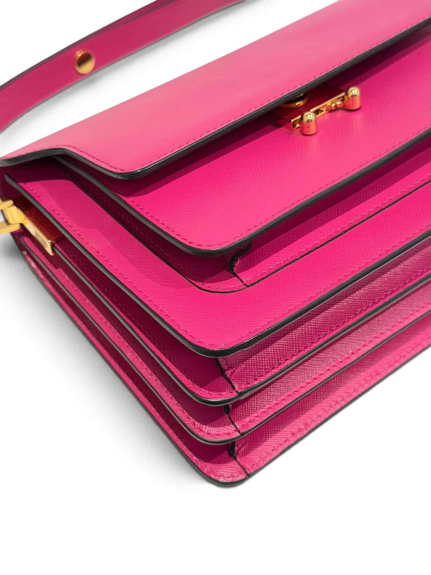 Marni Pink Trunk Leather Shoulder Bag Medium Size - Image 8