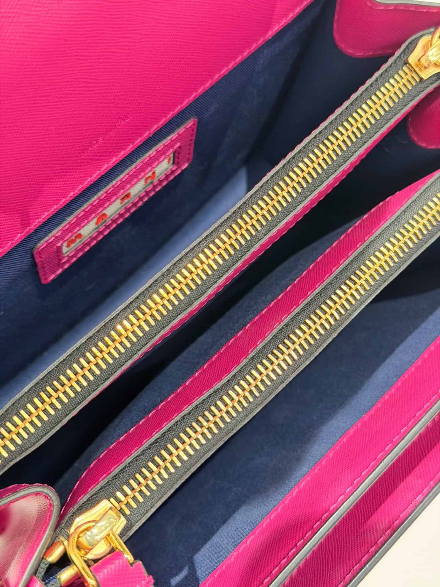 Marni Pink Trunk Leather Shoulder Bag Medium Size - Image 13