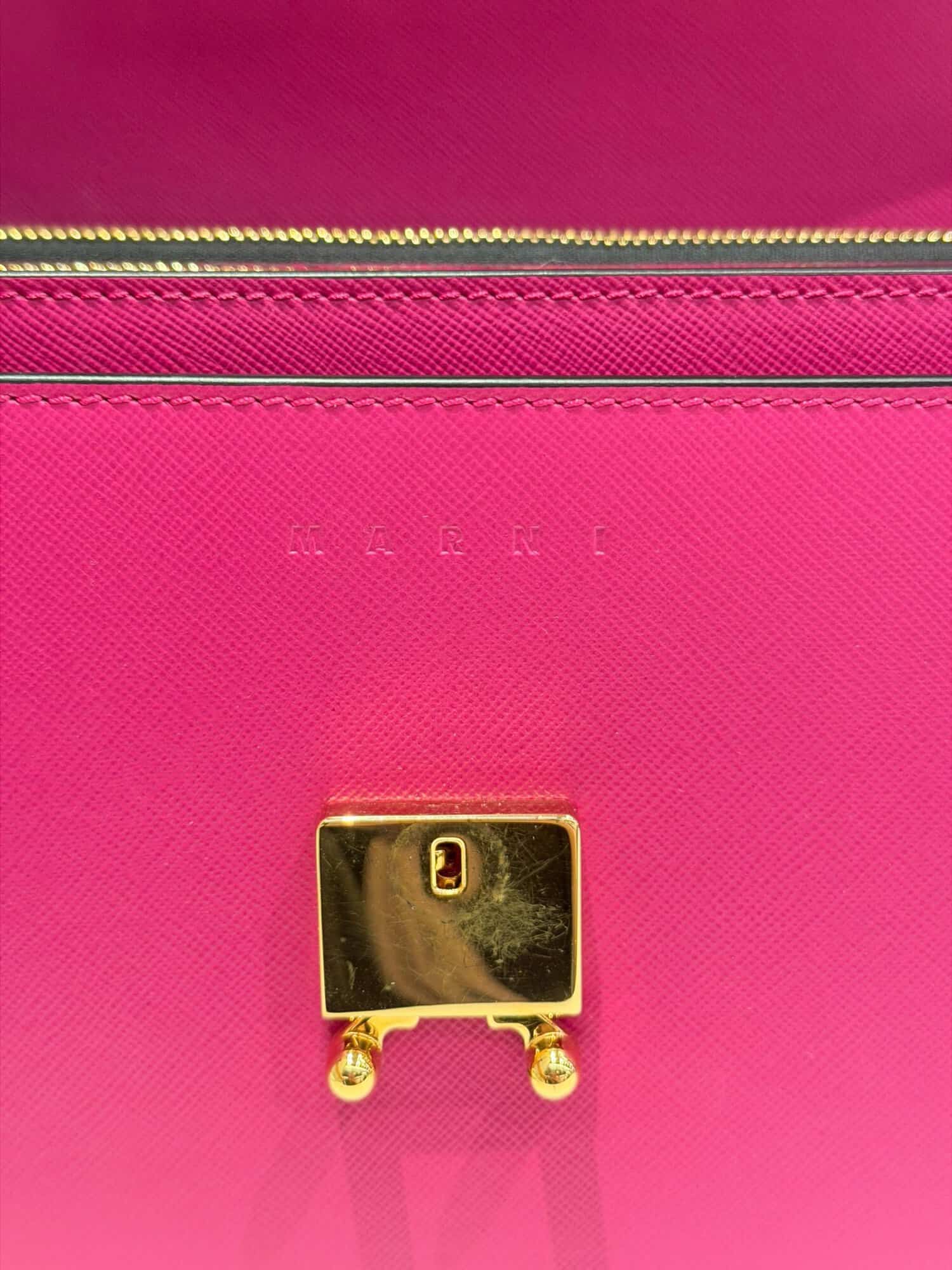 Marni Pink Trunk Leather Shoulder Bag Medium Size - Image 14