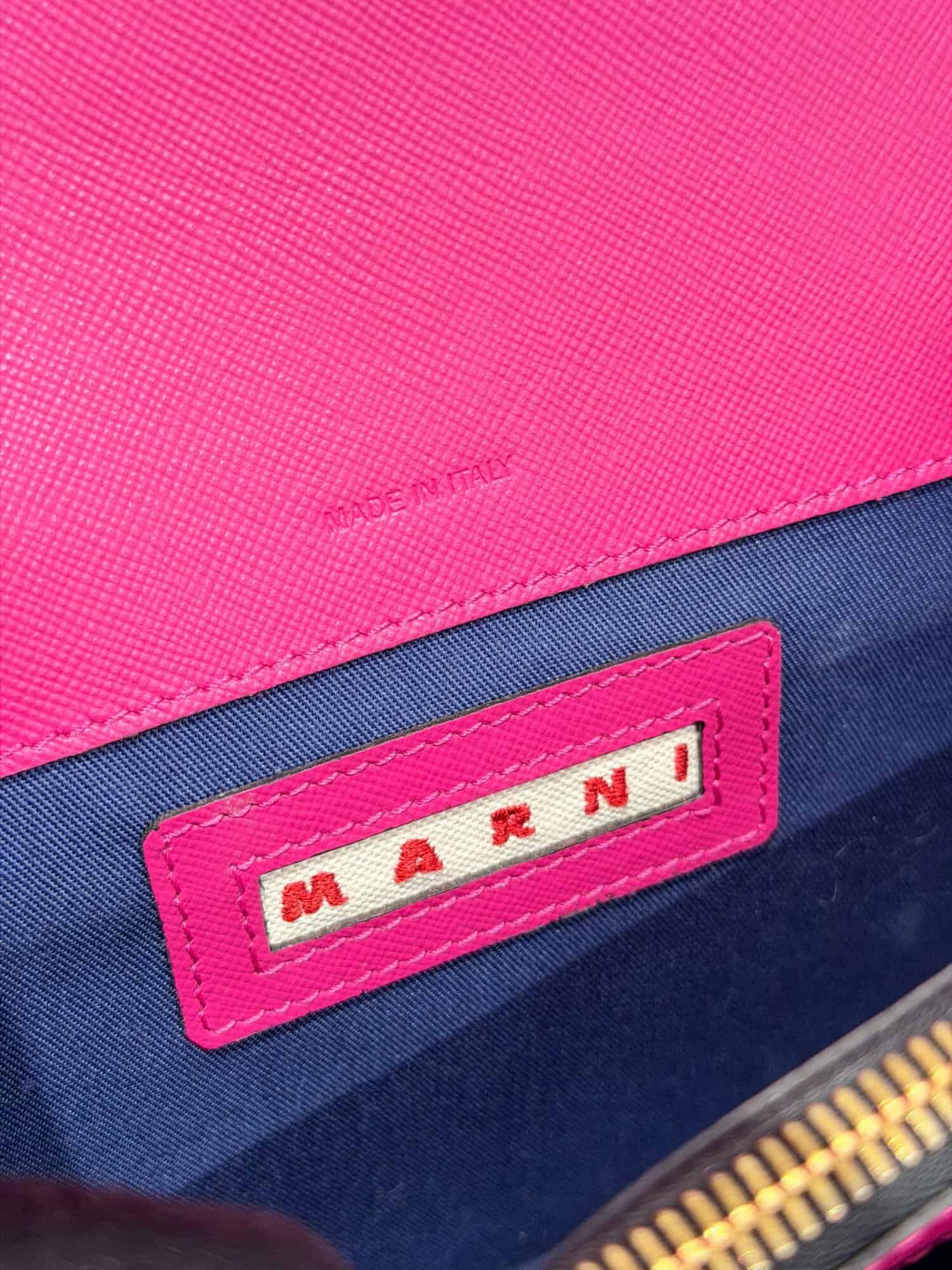 Marni Pink Trunk Leather Shoulder Bag Medium Size - Image 15