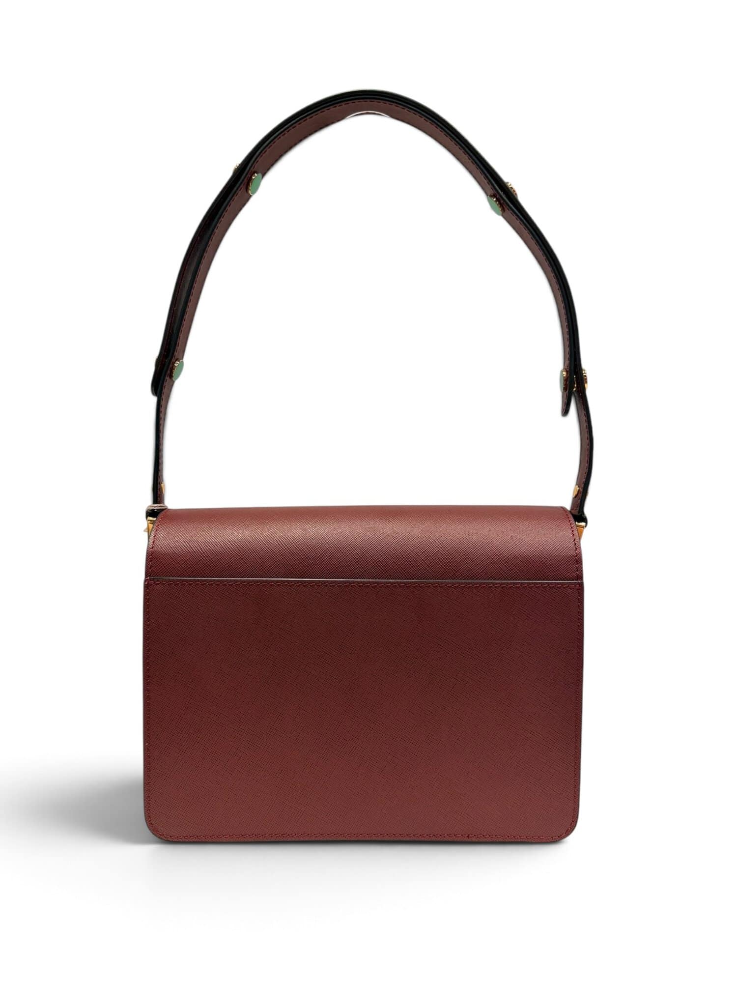 Marni Burgundy Trunk Leather Shoulder Bag Medium Size - Image 5