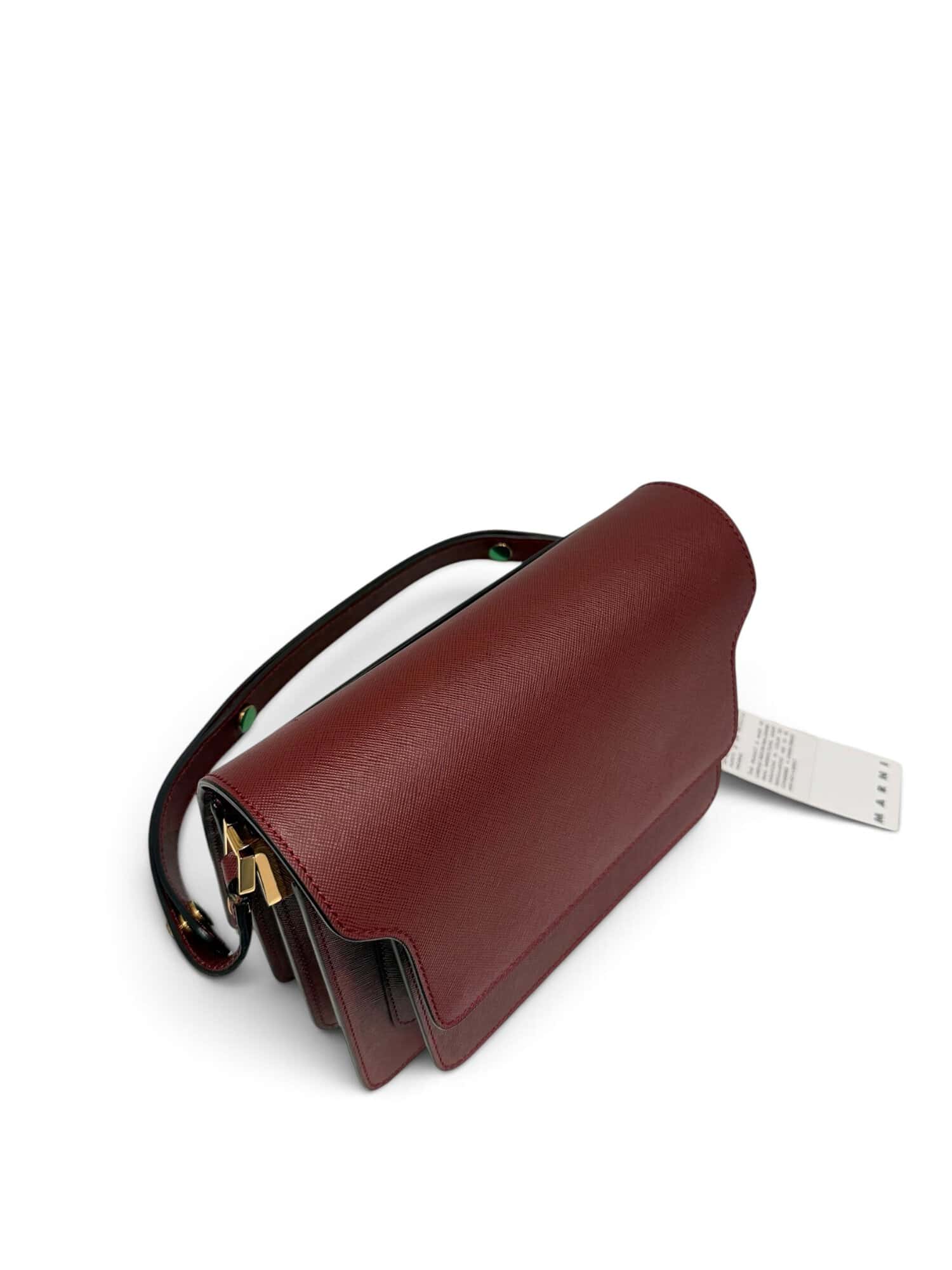 Marni Burgundy Trunk Leather Shoulder Bag Medium Size - Image 7