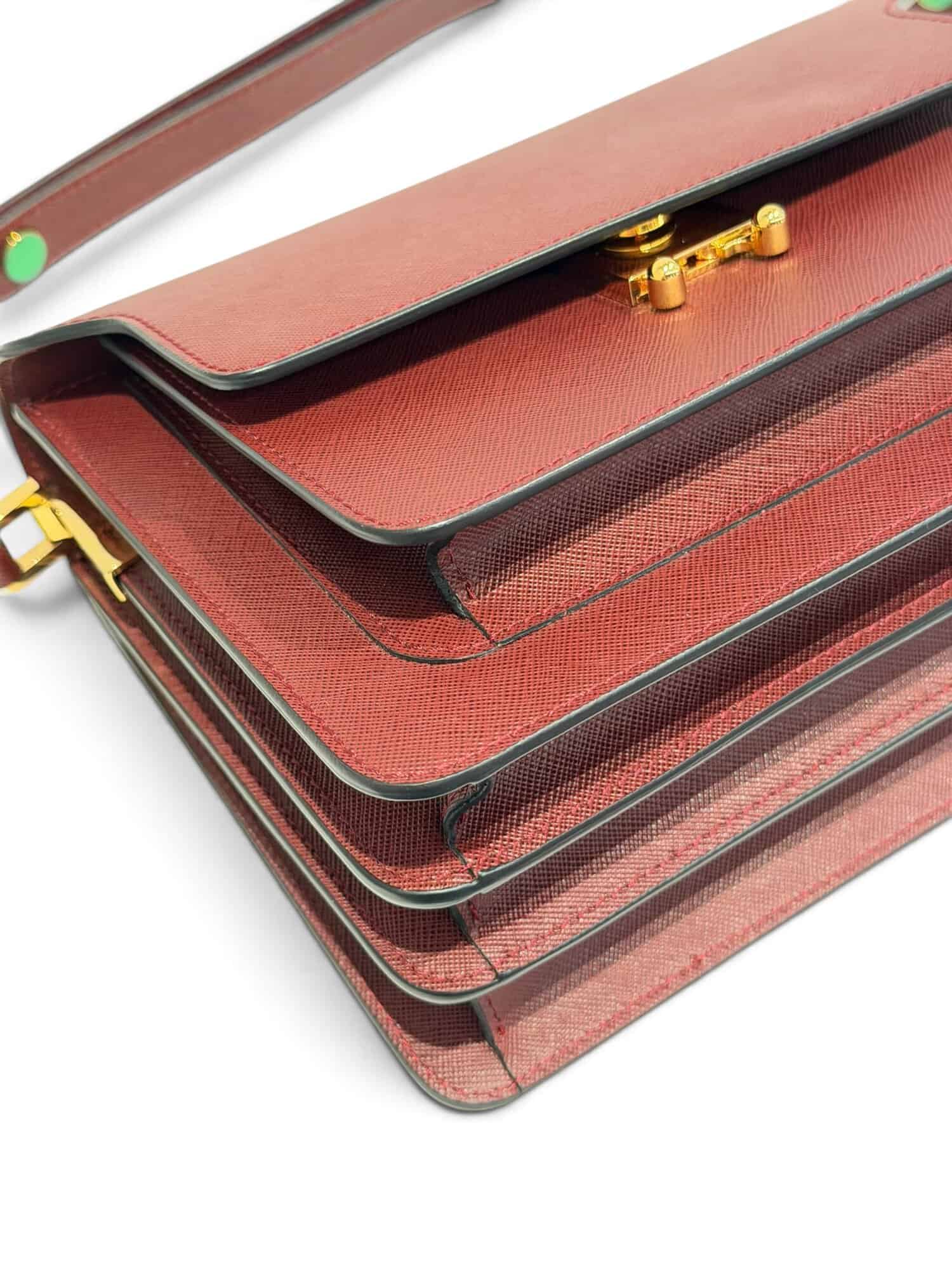 Marni Burgundy Trunk Leather Shoulder Bag Medium Size - Image 9