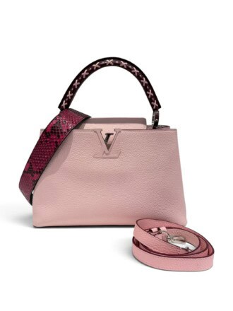 Louis Vuitton Capucines MM Pink Taurillon Leather & Python Handbag