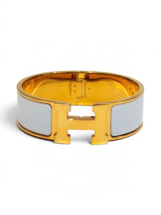 Hermès White Gold Clic Clac H Enamel Bracelet