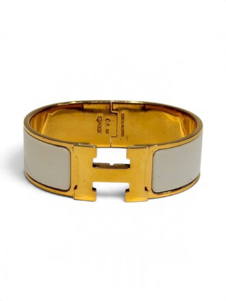 Hermès Cream Gold Clic Clac H Enamel Bracelet