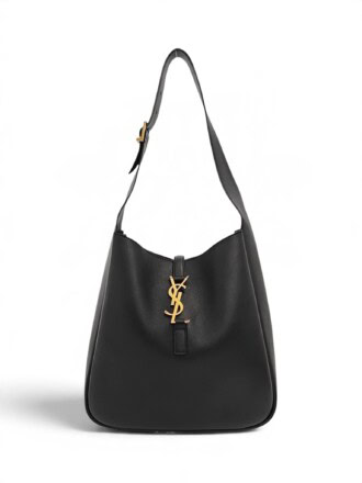 Saint Laurent Black LE 5 À 7 Leather Shoulder Bucket Bag
