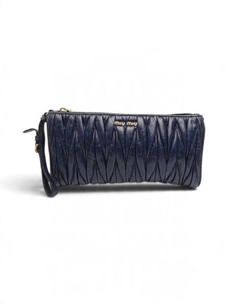 Miu Miu Navy Nappa Matelasse Leather Clutch