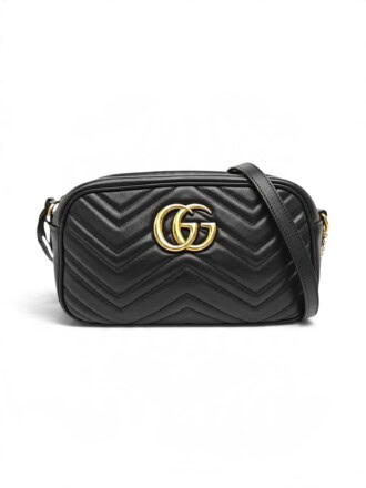 Gucci Black GG Marmont Leather Camera Bag Small