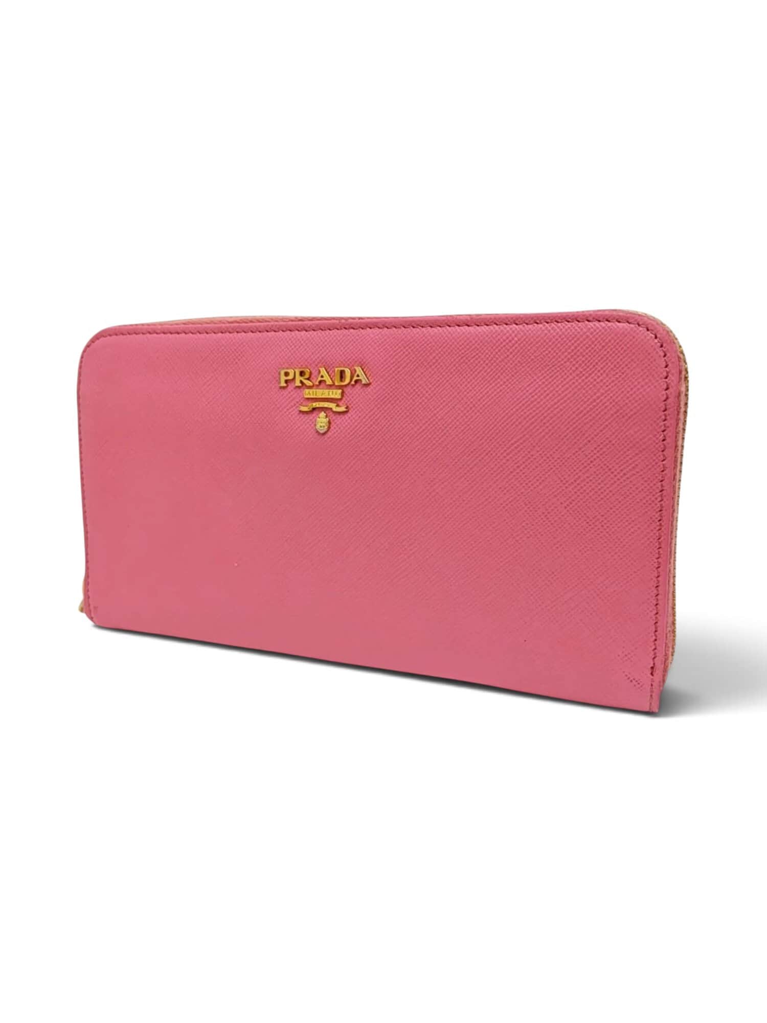 Prada Pink Saffiano Leather Zip Around Long Wallet - Image 3