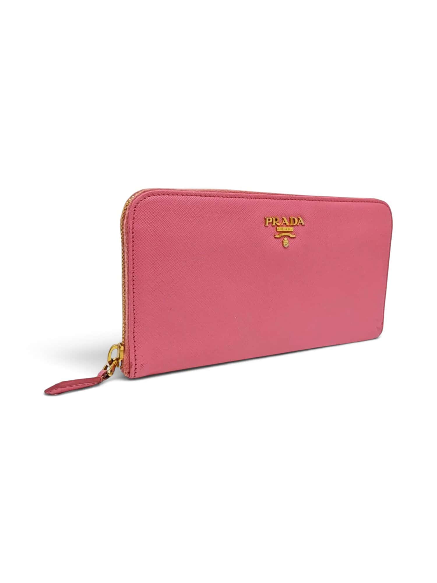 Prada Pink Saffiano Leather Zip Around Long Wallet - Image 4