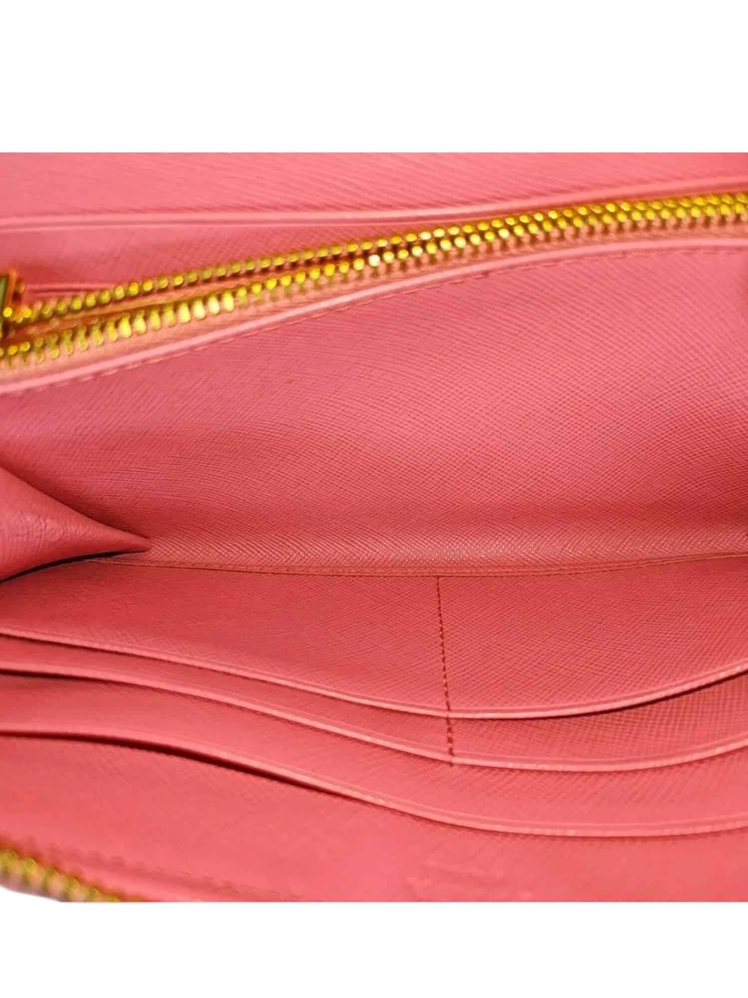Prada Pink Saffiano Leather Zip Around Long Wallet - Image 7