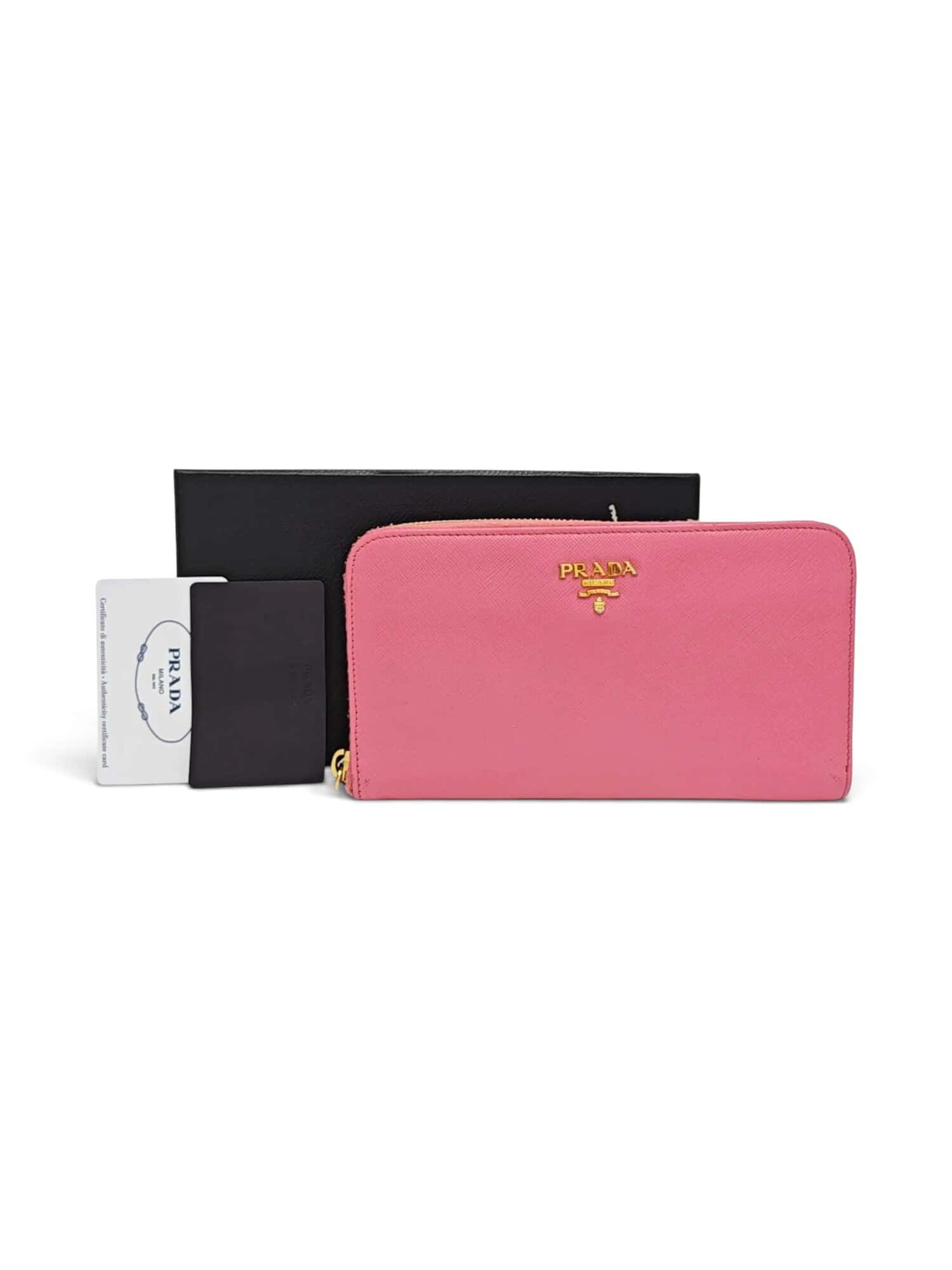 Prada Pink Saffiano Leather Zip Around Long Wallet - Image 2