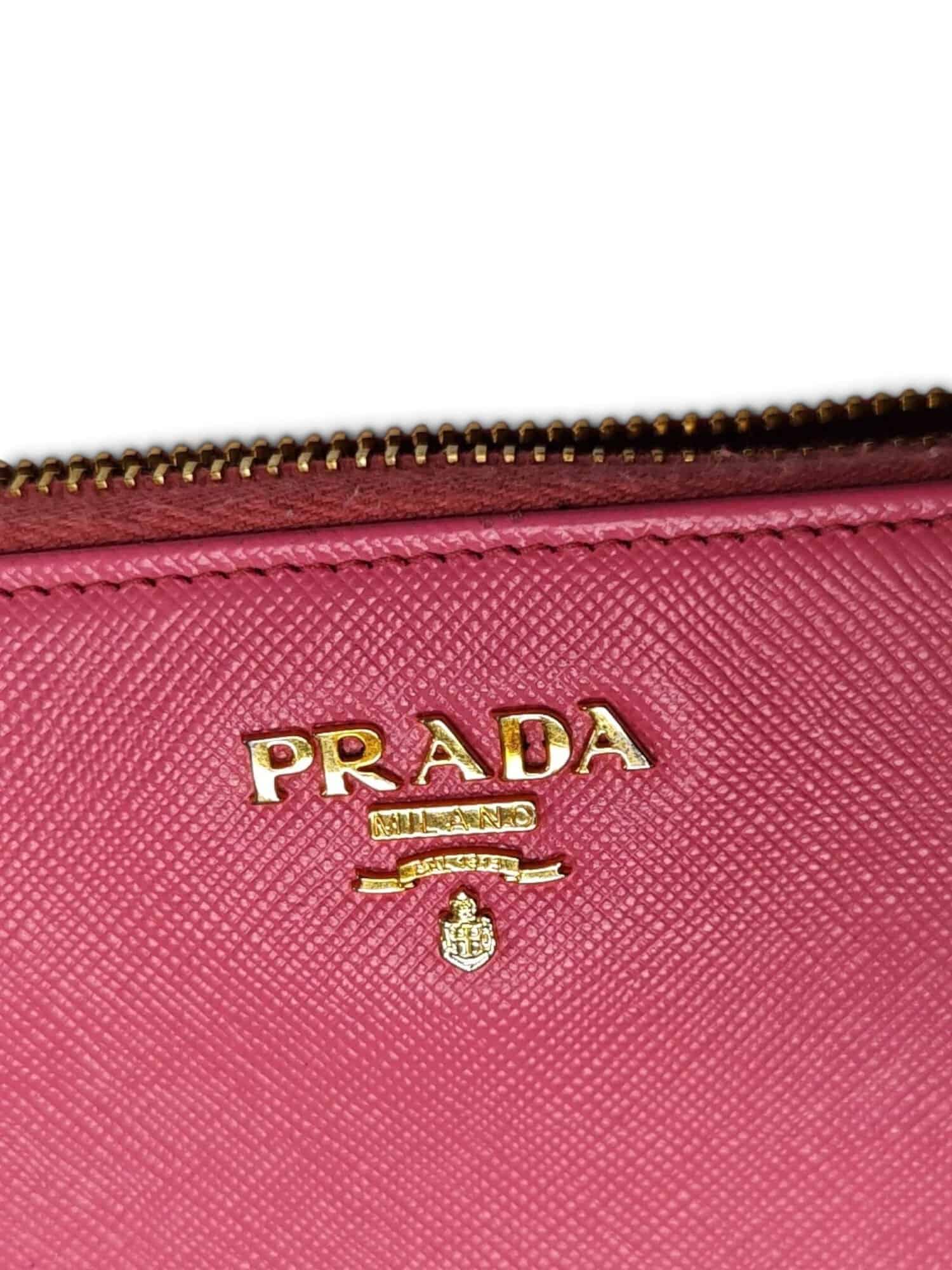 Prada Pink Saffiano Leather Zip Around Long Wallet - Image 8