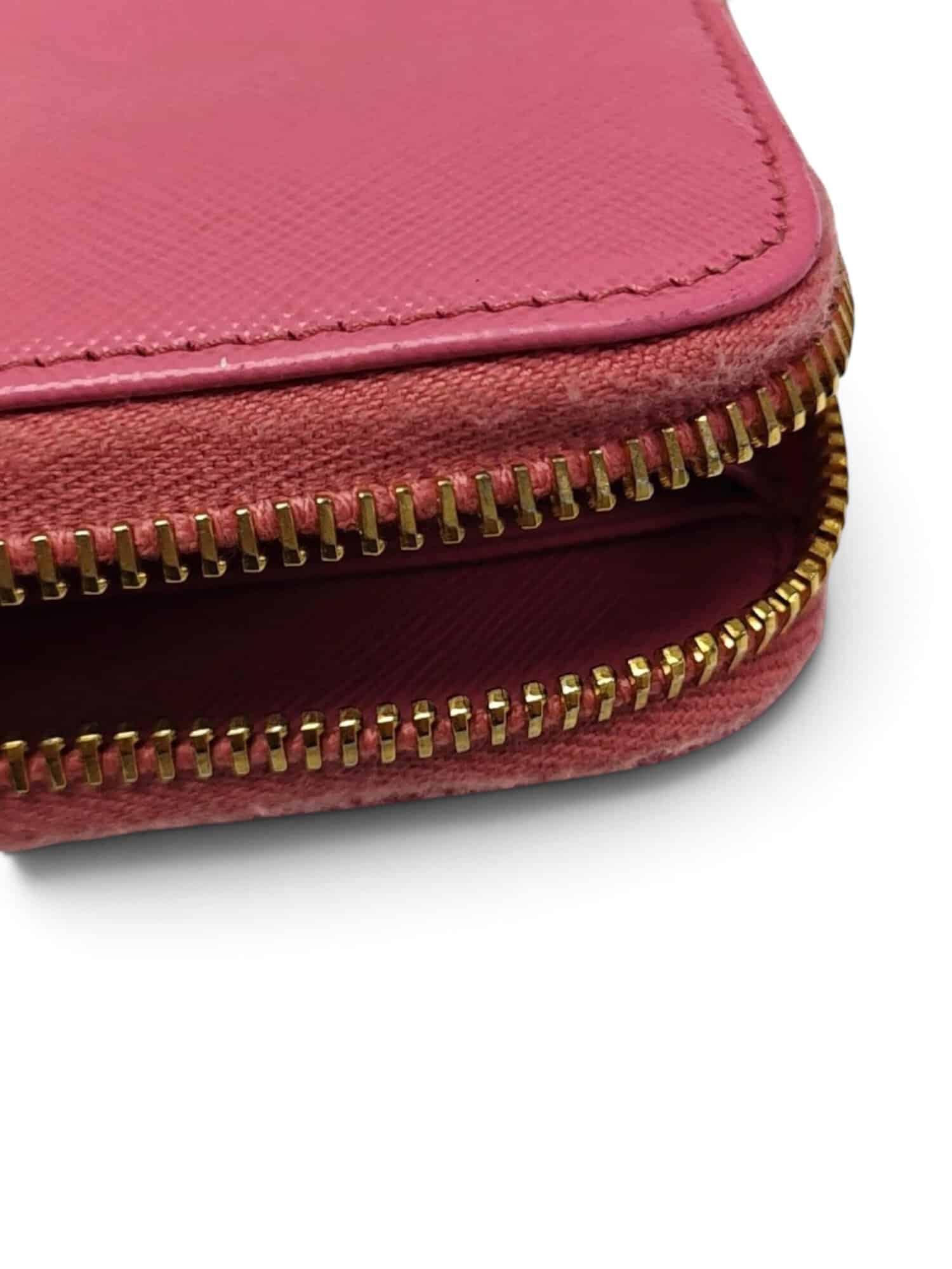 Prada Pink Saffiano Leather Zip Around Long Wallet - Image 12