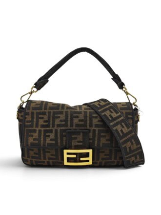 Fendi Brown Baguette Jacquard FF Medium Handbag