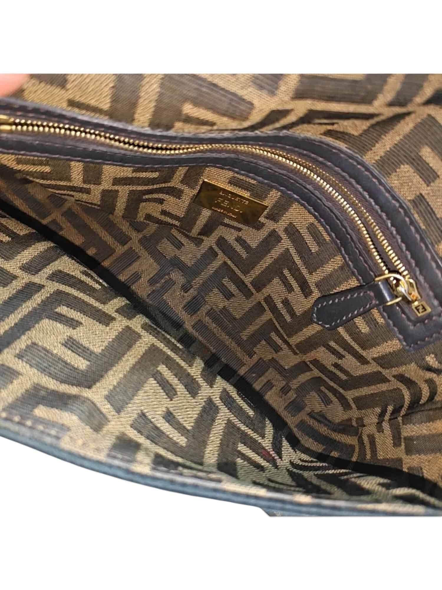 Fendi Brown Baguette Jacquard FF Medium Handbag - Image 7