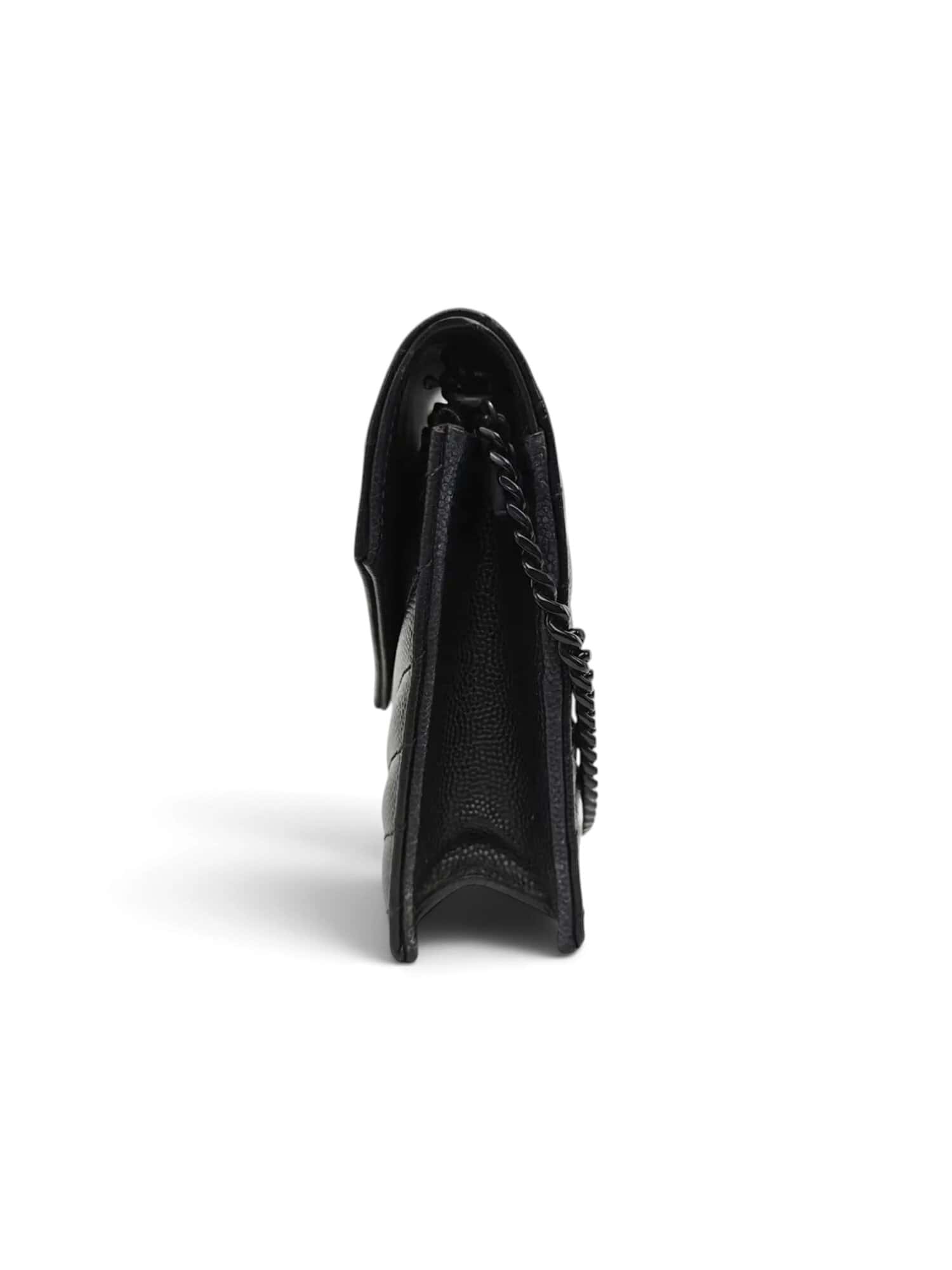 Saint Laurent Black Cassandre Envelope Leather Wallet On Chain - Image 2