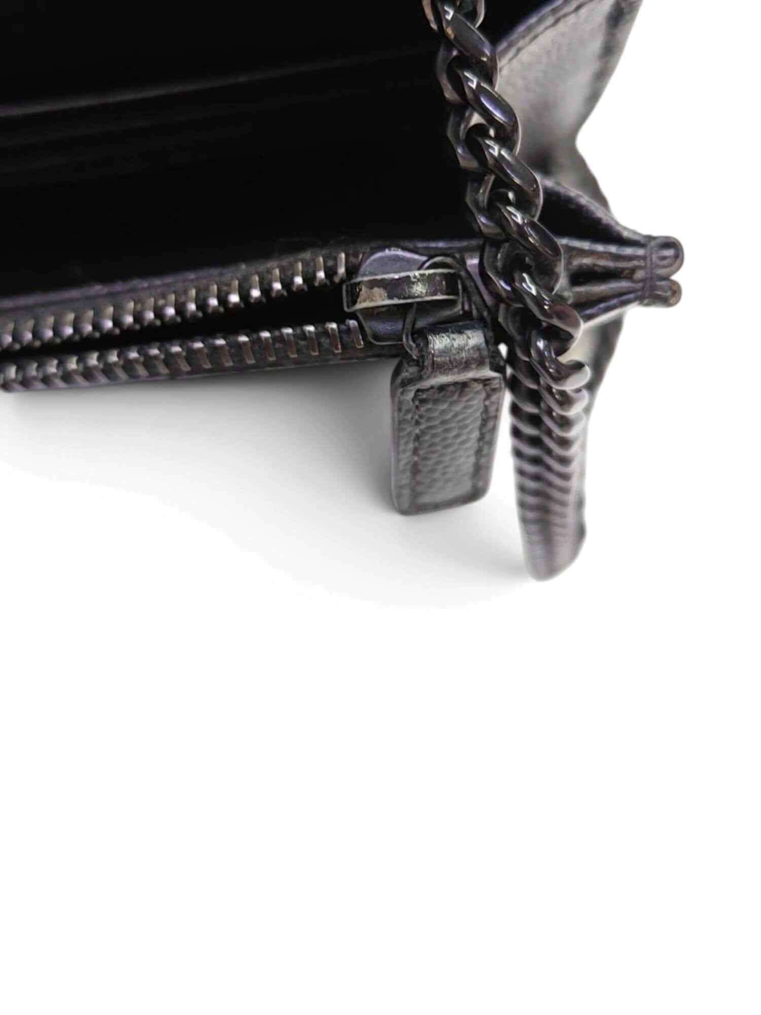 Saint Laurent Black Cassandre Envelope Leather Wallet On Chain - Image 8