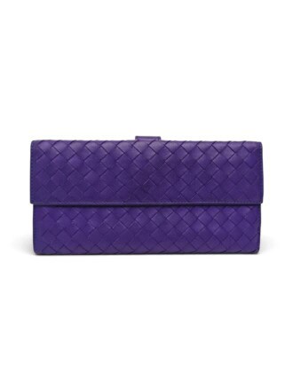 Bottega Veneta Purple Intrecciato Leather Continental Flap Wallet