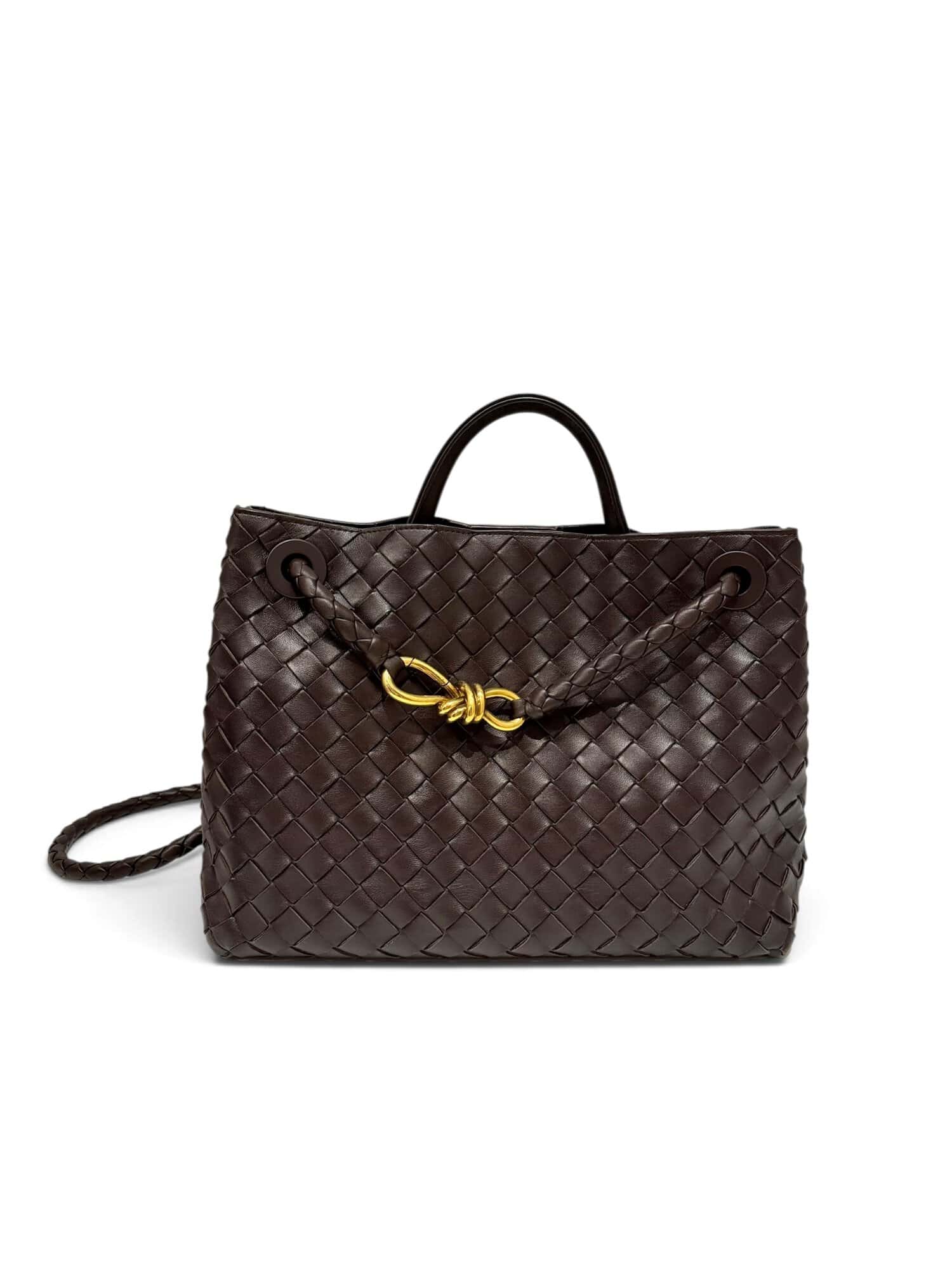 Bottega Veneta Brown Andiamo Nappa Intrecciato Leather Bag