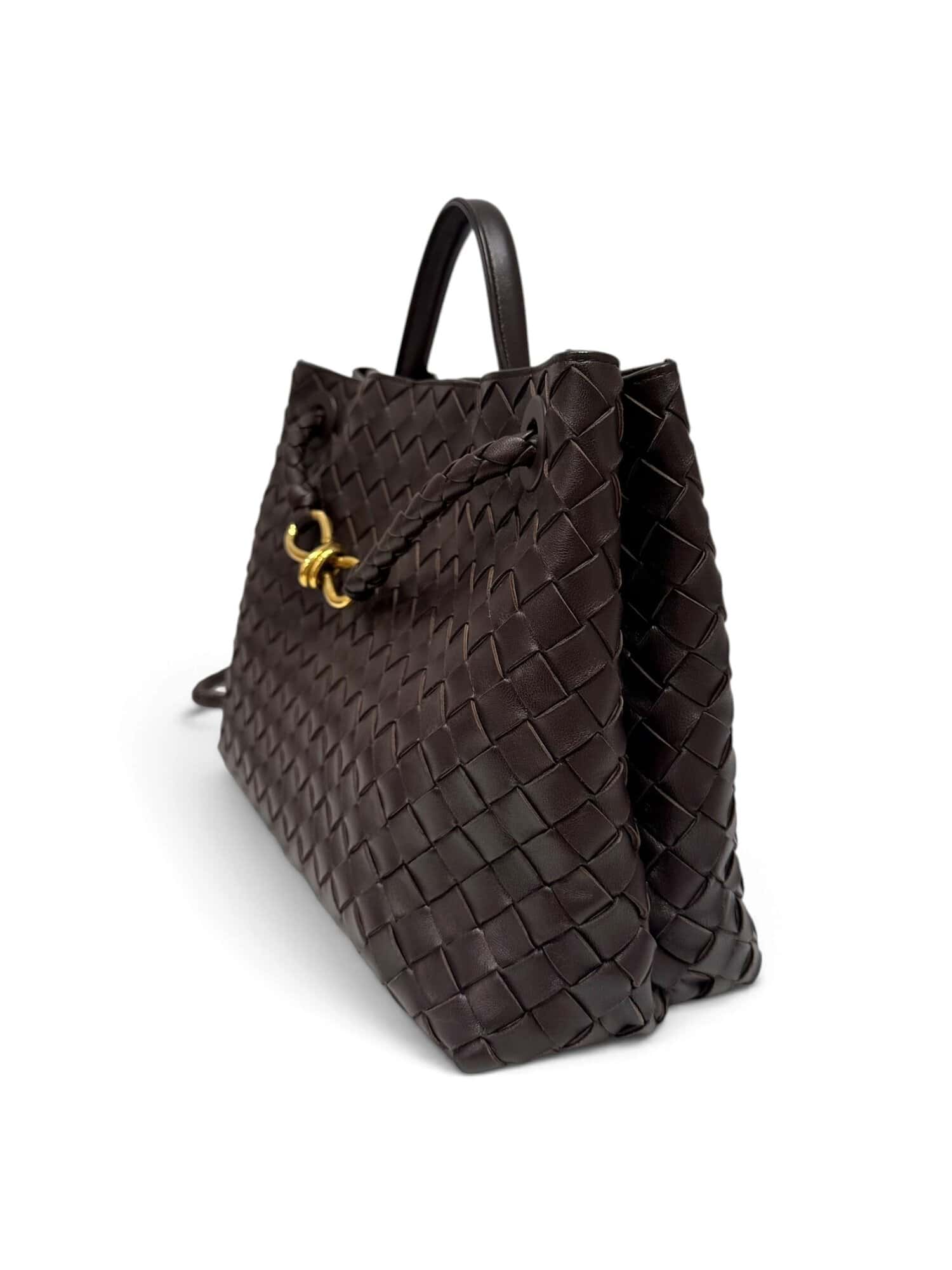 Bottega Veneta Brown Andiamo Nappa Intrecciato Leather Bag - Image 3