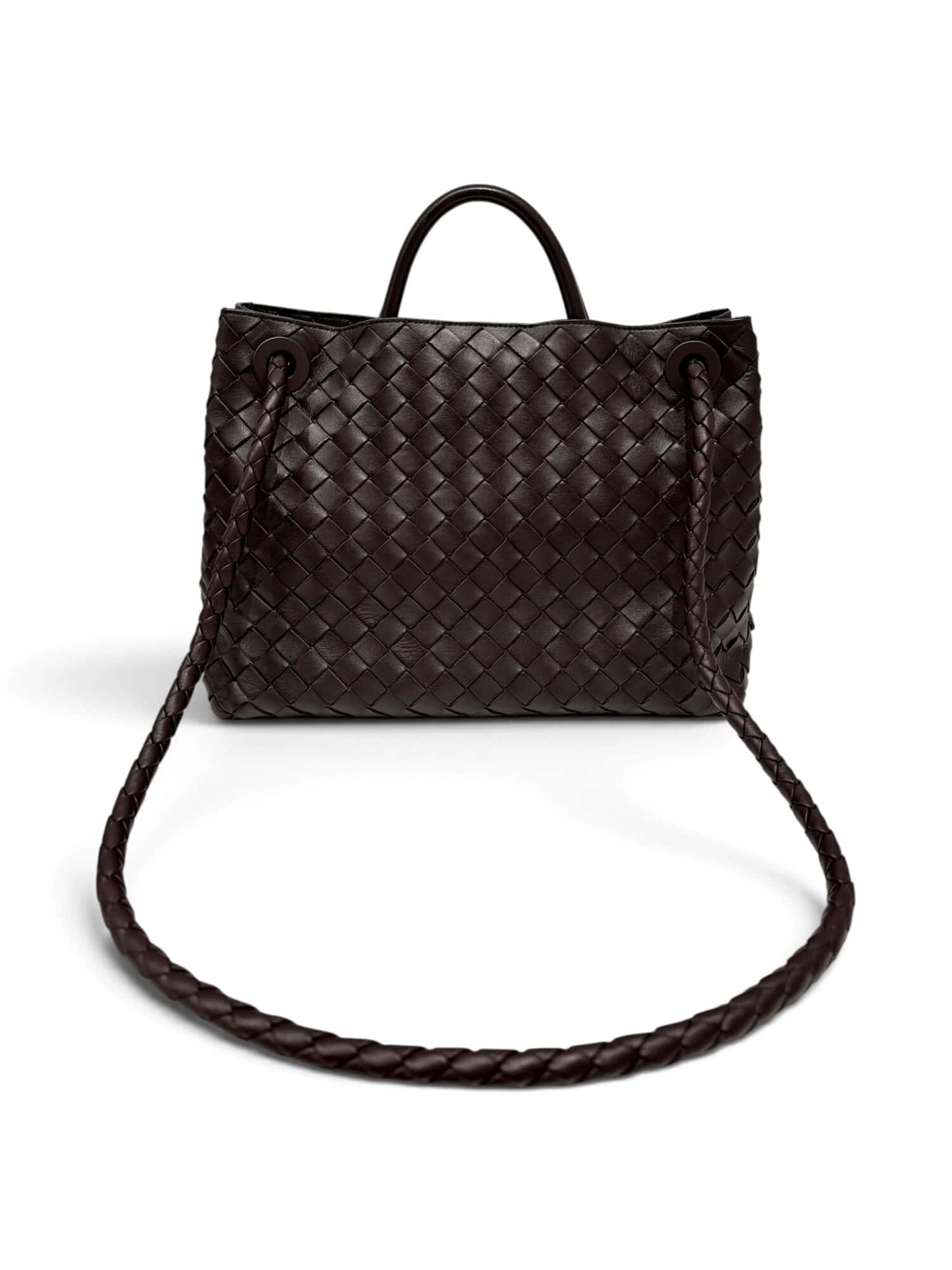 Bottega Veneta Brown Andiamo Nappa Intrecciato Leather Bag - Image 4