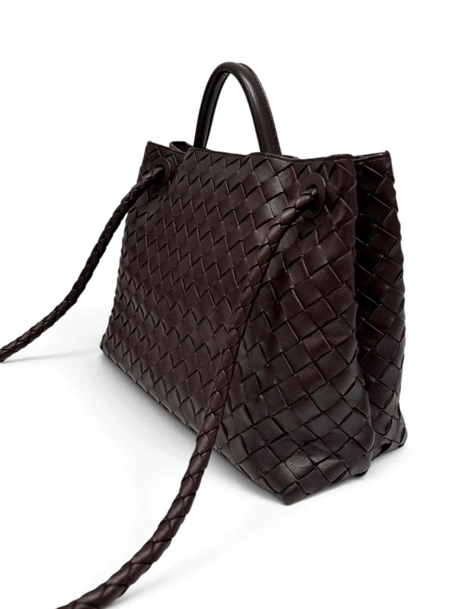 Bottega Veneta Brown Andiamo Nappa Intrecciato Leather Bag - Image 5