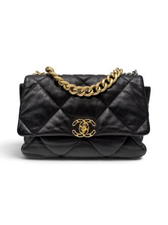 Chanel Black 19 Leather Handbag Large Size