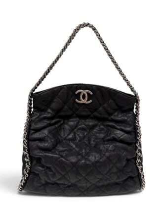 Chanel Black Chain Around Leather Hobo Bag