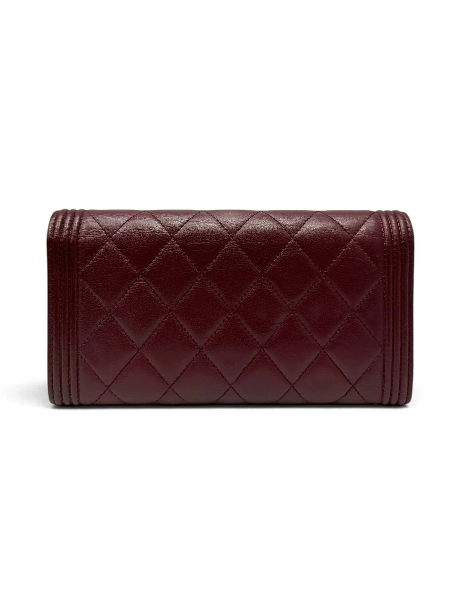 Chanel Burgundy Boy Leather Wallet - Image 3