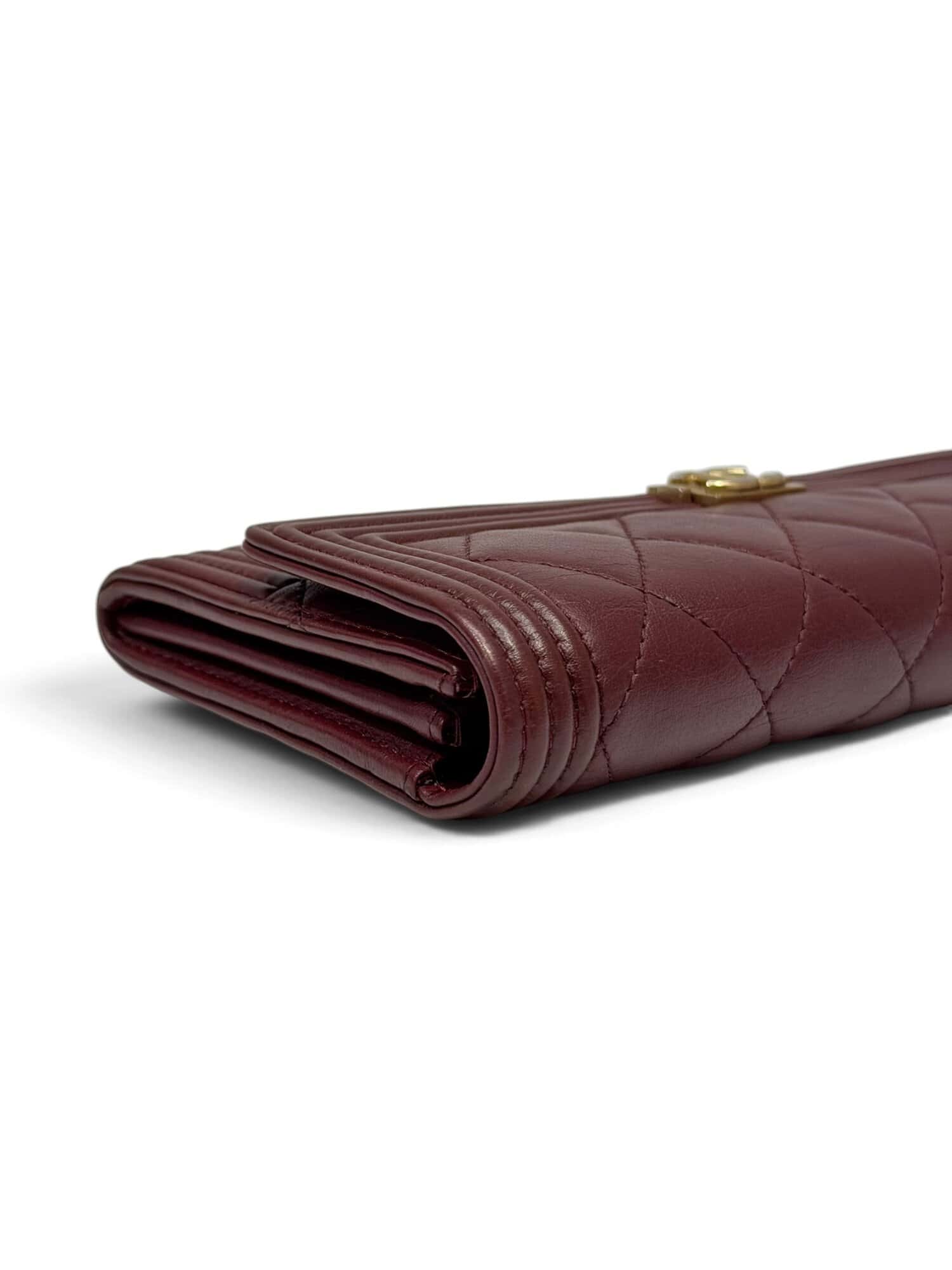 Chanel Burgundy Boy Leather Wallet - Image 5