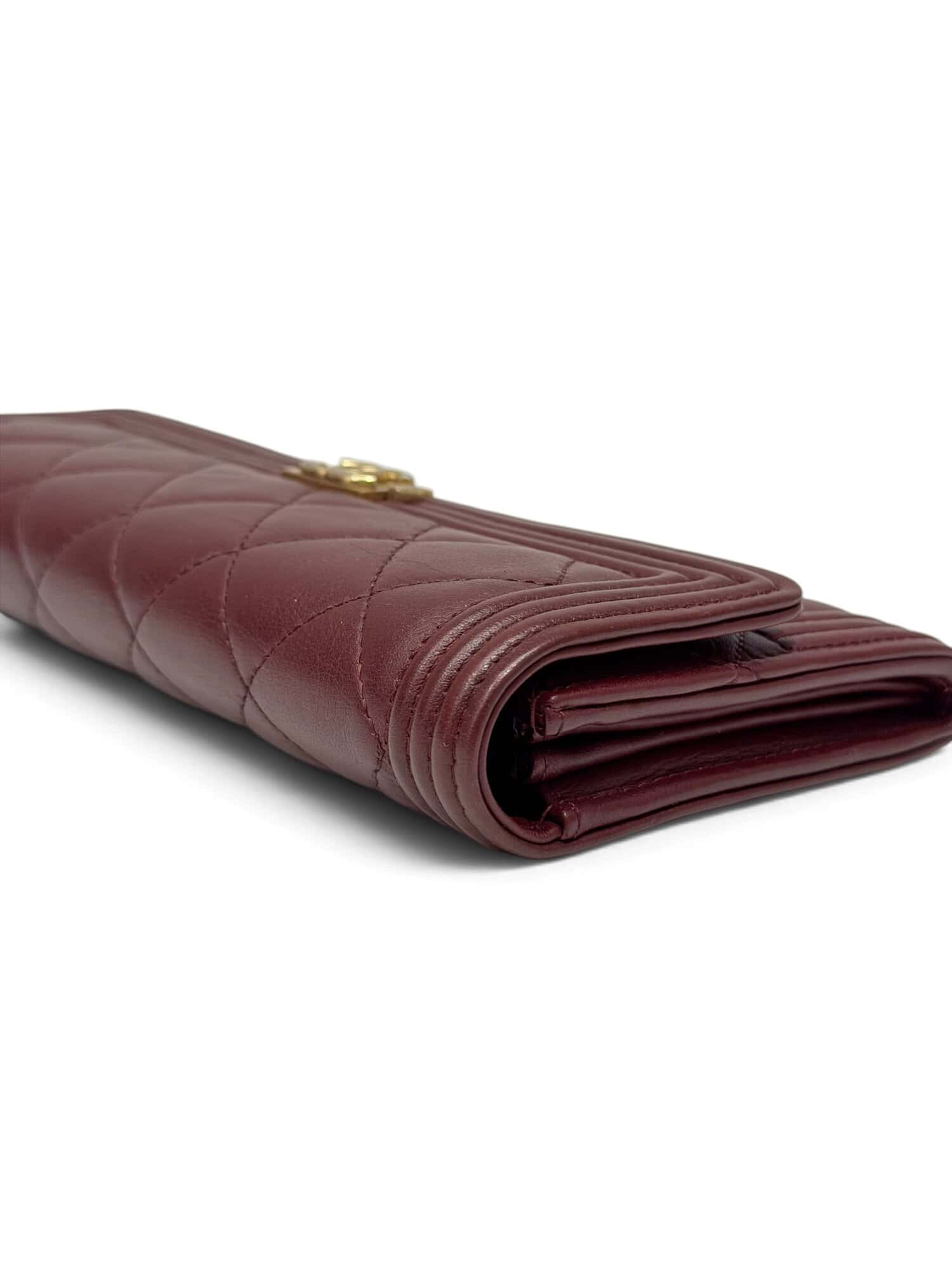 Chanel Burgundy Boy Leather Wallet - Image 6