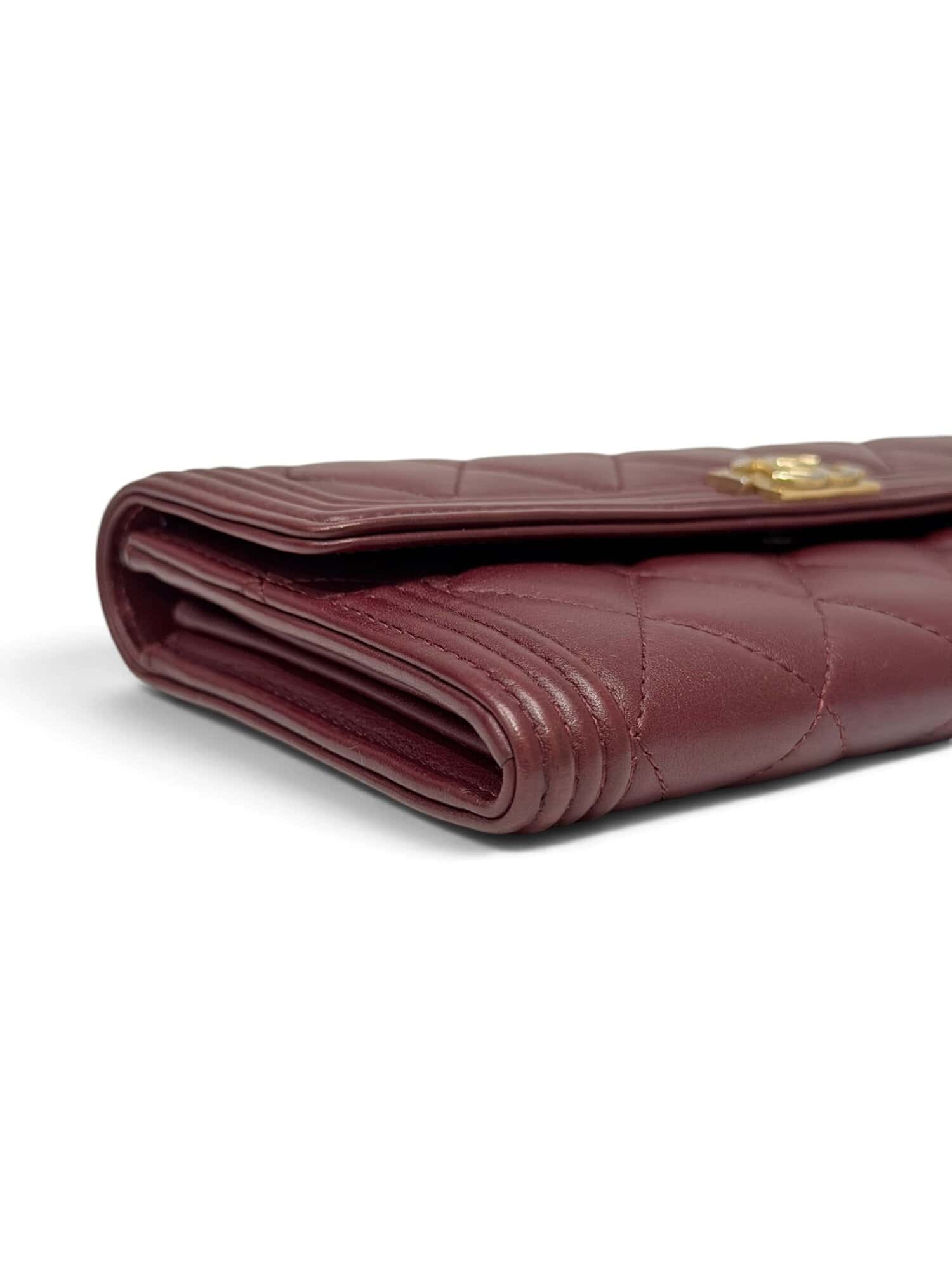 Chanel Burgundy Boy Leather Wallet - Image 7